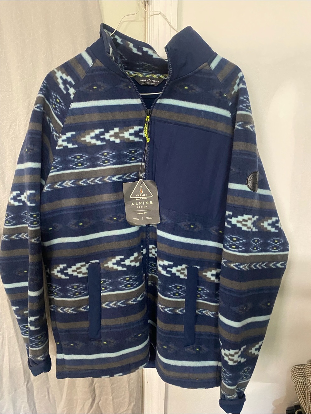 Alpine Design Navy, Light Blue & Gray Patterned Fleece Jacket